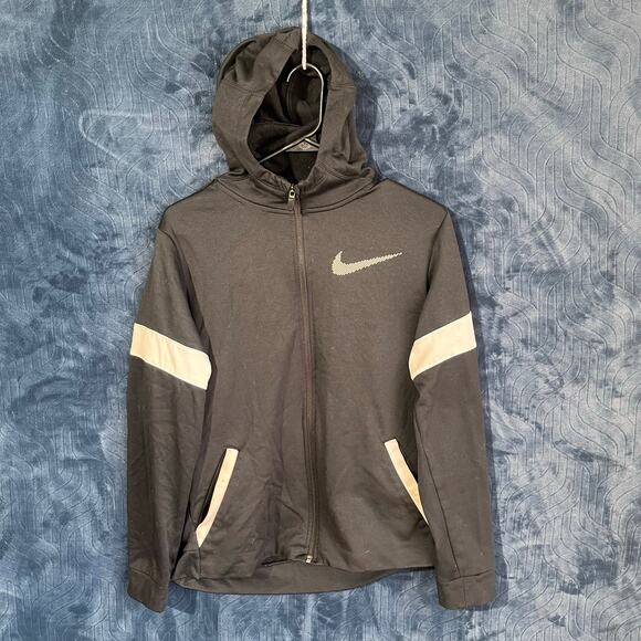 NIKE‎ Dri-Fit Black And White Fleece Athletic Full Zip Sweater Woman Size XL - Picture 1 of 6